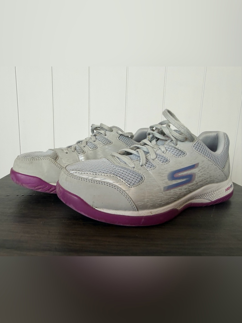 Skechers Viper Court Pickleball Sneaker Gray Purple Women's Size 8.5